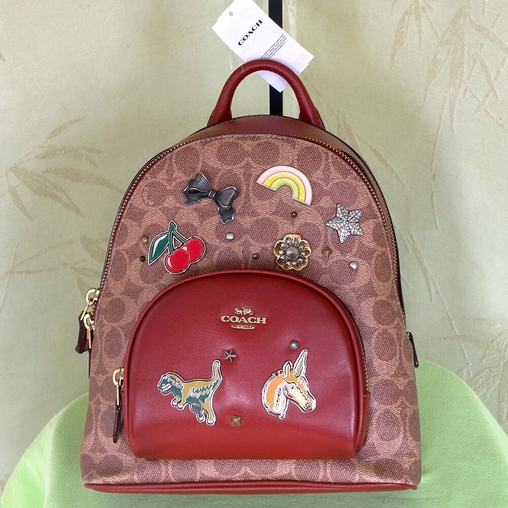 COACH CARRIE BACKPACK 23 W/SOUVENIR 7 PIN CUSTOMIZATION:NWT 1029 1-OF-A-KIND